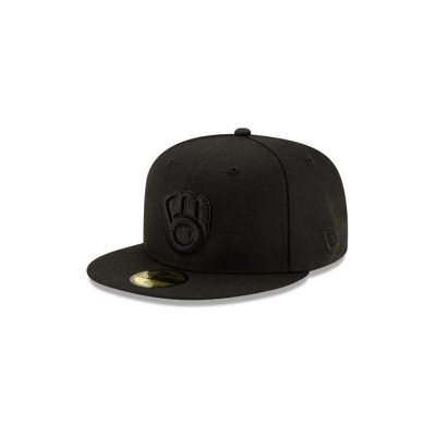 Sapca New Era Milwaukee Brewers MLB Black On Black 59FIFTY Fitted - Negrii